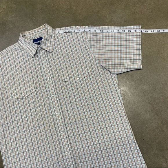 VTG 90s Wrangler Brushpopper Check Pearl Snap Western Shirt - Picture 8 of 9